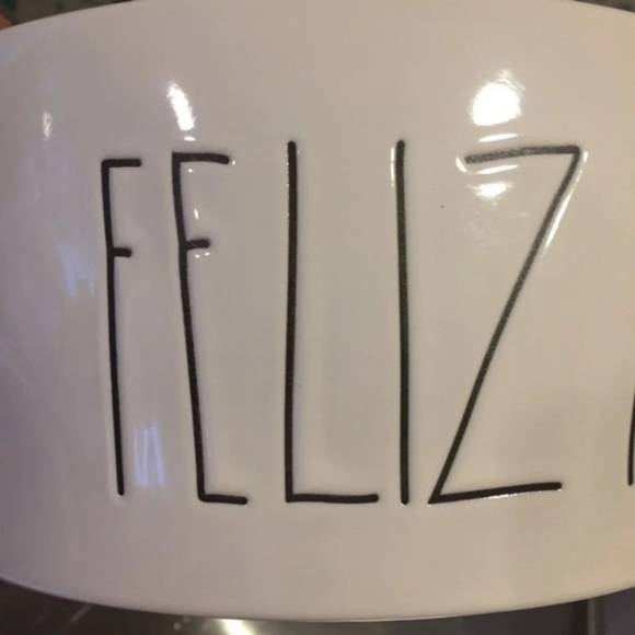 Rae Dunn XL Dog Bowl FELIZ NAVIDAD NWT Christmas holiday decor red - Picture 3 of 6